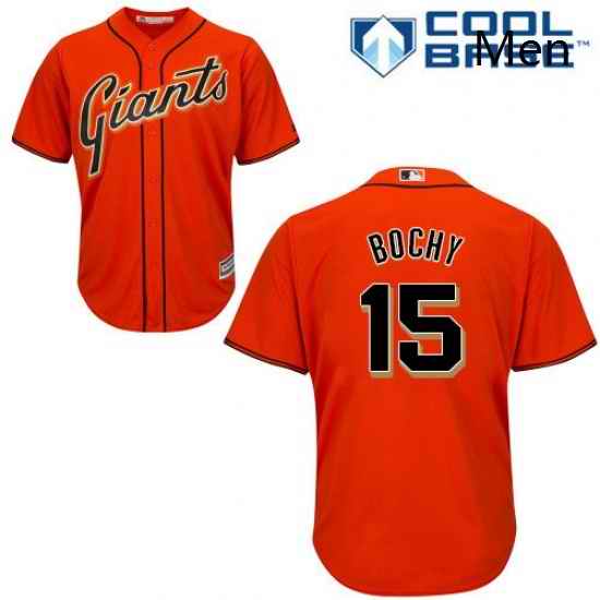 Mens Majestic San Francisco Giants 15 Bruce Bochy Replica Orange Alternate Cool Base MLB Jersey